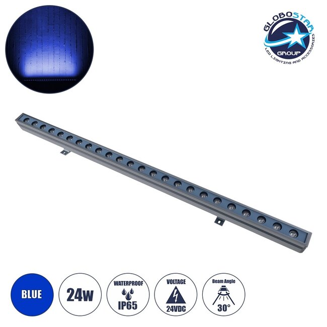 WASHER-MARGO 90154 Μπάρα Φωτισμού Wall Washer LED 24W 2040lm 30° DC 24V Αδιάβροχο IP65 Μπλε Dimmable - Γκρι Ανθρακί - Μ100 x Π4 x Υ6.4cm - 3 Χρόνια Εγγύηση WASHER-MARGO 90154 Μπάρα Φωτισμού Wall Washer LED 24W 2040lm 30° DC 24V Αδιάβροχο IP65 Μπλε Dimmable - Γκρι Ανθρακί - Μ100 x Π4 x Υ6.4cm - 3 Χρόνια Εγγύηση