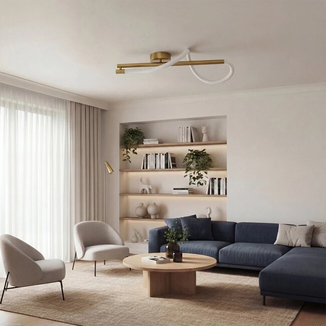 kelvo® GLOW KLV-101-0168-V2 Φωτιστικό Οροφής LED 24W 2400lm 360° AC 220-240V IP20 Ρυθμιζόμενο Λευκό CCT με On/Off 2700K/4500K/6000K - Lumileds SMD Chip - Χρυσό Πλατίνα - Μ30 x Π15 x Υ70cm - 3 Χρόνια Εγγύηση - 2