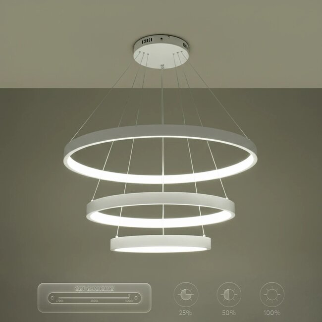 kelvo® NEMESIS KLV-101-0221 Κρεμαστό Φωτιστικό Οροφής LED 120W 12000lm 180° AC 220-240V IP20 Ρυθμιζόμενο Λευκό CCT με Χειριστήριο από 2700K έως 6000K Dimmable - Lumileds SMD Chip - Λευκό Ματ - Μ80 x Π80 x Υ80cm - 3 Χρόνια Εγγύηση - 15