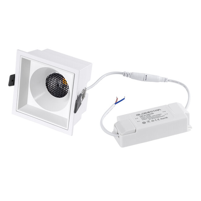 PLUTO-B 60279 Χωνευτό LED Spot Downlight TrimLess Μ10.4xΠ10.4cm 15W 1875lm 38° AC 220-240V IP20 Μ10.4 x Π10.4 x Υ6.5cm - Τετράγωνο - Λευκό & Anti-Glare HoneyComb - Θερμό Λευκό 2700K - Bridgelux COB - 5 Years Warranty - 7