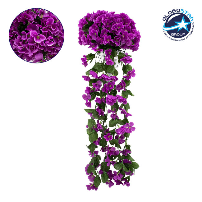 78051 Τεχνητό Κρεμαστό Φυτό Διακοσμητικών Λουλουδιών με Βιολετί Φλόξ M30 x Υ80 x Π30cm