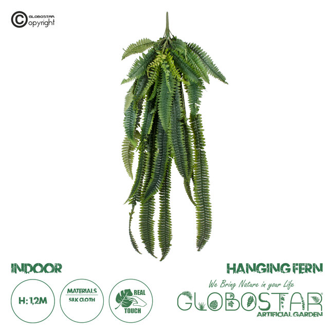 Artificial Garden FERN HANGING BRANCH 20247 Τεχνητό Διακοσμητικό Κρεμαστό Φυτό Φτέρη Υ120cm