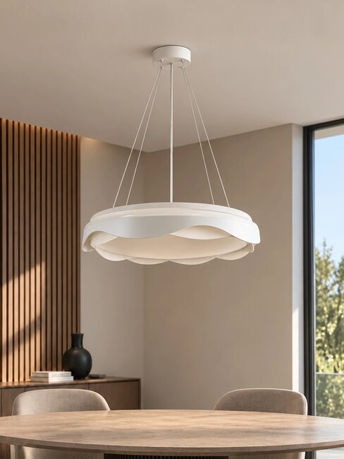 LOTUS GLB-101-0101 Μοντέρνο Κρεμαστό Φωτιστικό Οροφής LED 72W 7200lm 120° AC 220-240V IP20 Ρυθμιζόμενο Λευκό CCT με Χειριστήριο από 2700K έως 6000K Dimmable - Lumileds SMD Chip - Λευκό Ματ - Μ50 x Π50 x Υ9.5cm - 3 Χρόνια Εγγύηση - 2
