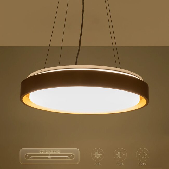 kelvo® BARCHETTA KLV-101-0268 Κρεμαστό Φωτιστικό Οροφής LED 72W 7200lm 120° AC 220-240V IP20 Ρυθμιζόμενο Λευκό CCT με Χειριστήριο από 2700K έως 6000K Dimmable - Lumileds SMD Chip - Σαμπανιζέ Χρυσό Ματ - Μ48 x Π48 x Υ8.2cm - 3 Χρόνια Εγγύηση - 17