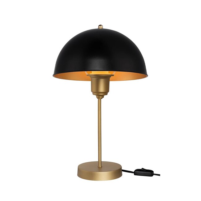 GAZETA 203-0305 Μοντέρνο Επιτραπέζιο Φωτιστικό Πορτατίφ με Ντουί 1 x E27 AC 220-240V IP20 - Μαύρο & Χρυσό - Μ25 x Π25 x Υ39cm - 2