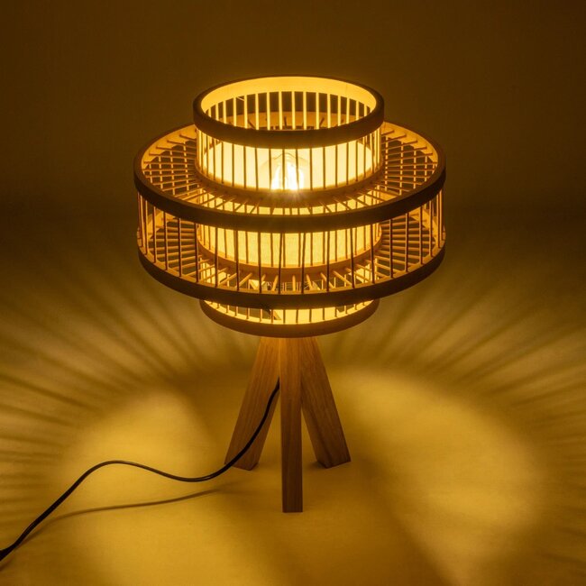 TULUM 01991 Boho Επιτραπέζιο Φωτιστικό Πορτατίφ με Ντουί 1 x E27 AC 220-240V IP20 - Μπεζ - Μ30 x Π30 x Υ41cm - 2