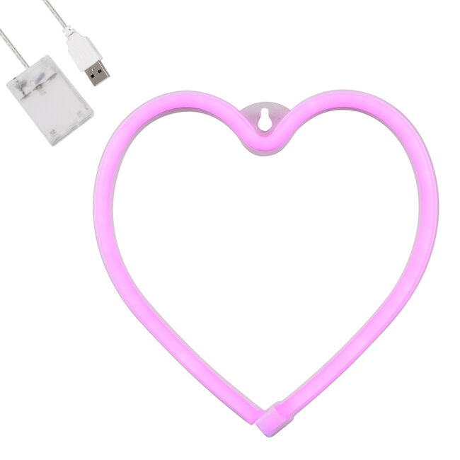 78592 Φωτιστικό Ταμπέλα Φωτεινή Επιγραφή NEON LED Σήμανσης HEART 5W με Καλώδιο Τροφοδοσίας USB - Μπαταρίας 3xAAA (Δεν Περιλαμβάνονται) - Ροζ 78592 Φωτιστικό Ταμπέλα Φωτεινή Επιγραφή NEON LED Σήμανσης HEART 5W με Καλώδιο Τροφοδοσίας USB - Μπαταρίας 3xAAA (Δεν Περιλαμβάνονται) - Ροζ