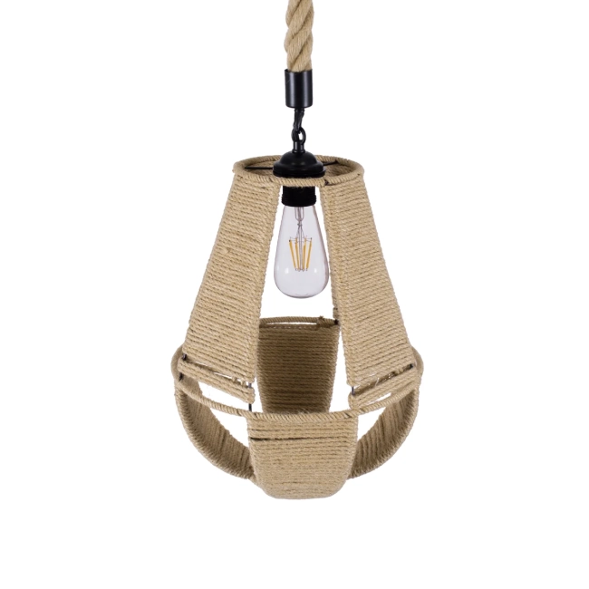 POLIA 01608 Boho Κρεμαστό Φωτιστικό Οροφής με Ντουί 1 x E27 AC 220-240V IP20 - Μπεζ - Μ30 x Π30 x Y42cm - 6