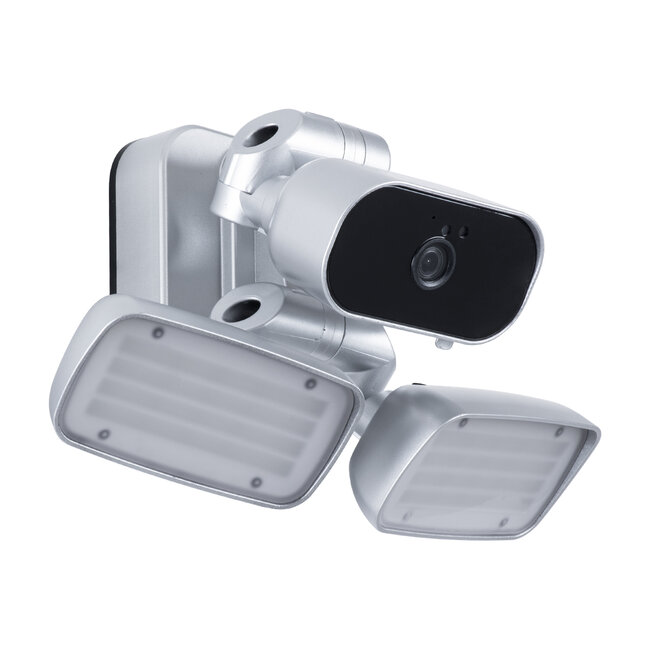 86043 Προβολέας LED SMD 24W 2160lm με IP Camera 1080P 2MP WiFi 150° Μοιρών - AC 230V - με Αισθητήρα Ημέρας-Νύχτας & Ρύθμιση Χρόνου Ανάμματος - Αδιάβροχος IP66 Ψυχρό Λευκό 6000K - Ασημί - 2