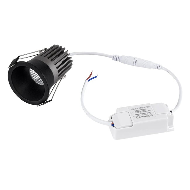 kelvo® DOT KLV-101-0308 Χωνευτό Φωτιστικό Downlight Σποτ LED 7W 910lm 38° AC 220-240V IP20 Φυσικό Λευκό 4500K - Bridgelux COB Chip & TÜV SÜD Driver - Μαύρο Ματ - Μ6 x Π6 x Υ7.8cm / Q5cm - 5 Χρόνια Εγγύηση - 7