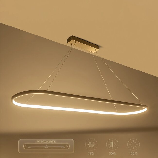 BOLIVAR 61273 Μοντέρνο Κρεμαστό Φωτιστικό Οροφής LED 54W 6210lm 360° AC 220-240V IP20 Ρυθμιζόμενο Λευκό CCT με Χειριστήριο από 2700K έως 6000K Dimmable - Lumileds SMD Chip - Νίκελ Βούρτσας - Μ120 x Π30 x Υ2cm - 3 Χρόνια Εγγύηση - 10