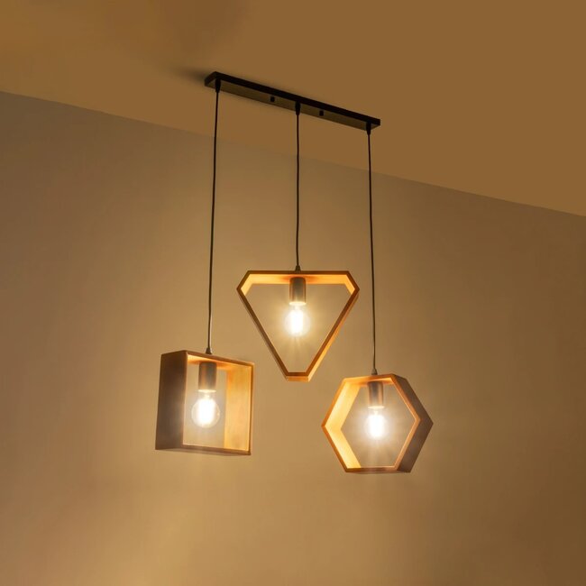 ELISE 999-0034 Μοντέρνο Κρεμαστό Φωτιστικό Οροφής με Ντουί 3 x E27 AC 220-240V IP20 - Καφέ & Μαύρο - Μ74 x Π9 x Υ40cm - 2