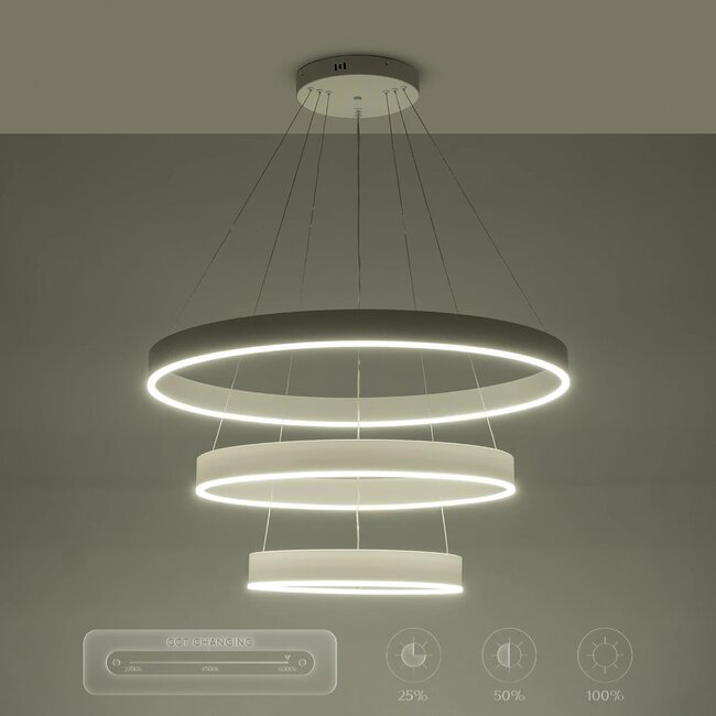 kelvo® VENOM KLV-101-0200 Κρεμαστό Φωτιστικό Οροφής LED 120W 12000lm 120° AC 220-240V IP20 Ρυθμιζόμενο Λευκό CCT με Χειριστήριο από 2700K έως 6000K Dimmable - Lumileds SMD Chip - Λευκό Ματ - Μ80 x Π80 x Υ80cm - 3 Χρόνια Εγγύηση - 15