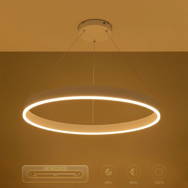 kelvo® VENOM KLV-101-0191 Κρεμαστό Φωτιστικό Οροφής LED 67W 6700lm 120° AC 220-240V IP20 Ρυθμιζόμενο Λευκό CCT με Χειριστήριο από 2700K έως 6000K Dimmable - Lumileds SMD Chip - Λευκό Ματ - Μ80 x Π80 x Υ6.5cm - 3 Χρόνια Εγγύηση - 11