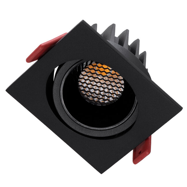 LEO-SQ 60292 Χωνευτό LED Spot Downlight TrimLess Μ8.5xΠ8.5cm 10W 1300lm 38° AC 220-240V IP20 Μ8.5 x Π8.5 x Υ6.6cm - Τετράγωνο - Κινούμενο - Μαύρο & Anti-Glare HoneyComb - Φυσικό Λευκό 4500K - Bridgelux COB - 5 Years Warranty