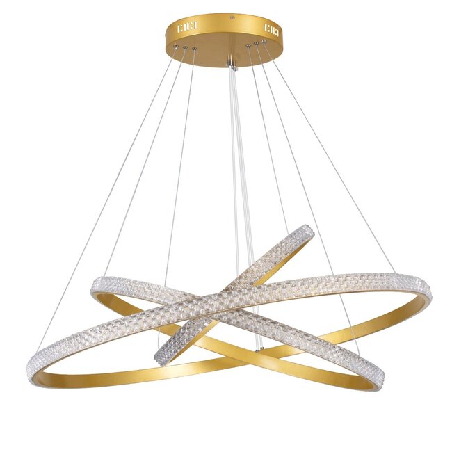 kelvo® DIAMOND KLV-101-0240 Κρεμαστό Φωτιστικό Οροφής LED 120W 12000lm 180° AC 220-240V IP20 Ρυθμιζόμενο Λευκό CCT με Χειριστήριο από 2700K έως 6000K Dimmable - Lumileds SMD Chip - Χρυσό Πλατίνα - Μ80 x Π80 x Υ80cm - 3 Χρόνια Εγγύηση - 6