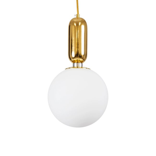 kelvo® ESTETICO KLV-101-0382 Κρεμαστό Φωτιστικό Οροφής για Λάμπα με Ντουί E27 AC 220-240V IP20 - Χρυσό Βούρτσας Πλατίνα & Λευκό - Μ20 x Π20 x Υ38cm - 4