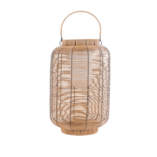 GRAMBIAN 02304 Boho Αυτόνομο Ηλιακό Κρεμαστό/Επιτραπέζιο Φωτιστικό Φαναράκι LED SMD 5W 200lm - Φ30 x Υ48cm - με Ενσωματωμένη Μπαταρία 600mAh - Φωτοβολταϊκό Πάνελ και Αισθητήρα Ημέρας-Νύχτας με Ασύρματο Χειριστήριο IR Μπεζ Μπαμπού Αδιάβροχο IP65 Θερμό Λευκό 3000K - 5 Χρόνια Εγγύηση