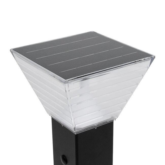 VEGGIE 90524 Φωτιστικό Κολωνάκι Κήπου LED 10W 500lm 120° με Ενσωματωμένο Φωτοβολταϊκό Panel 6V 2W & Επαναφορτιζόμενη Μπαταρία Li-ion 3.2V 6000mAh με Αισθητήρα Ημέρας-Νύχτας Αδιάβροχο IP65 All in One CCT 6000K-4500K - Sanan SMD Chip - Μαύρο - Μ19.5 x Π19.5 x Υ60cm - 2 Χρόνια Εγγύηση - 3