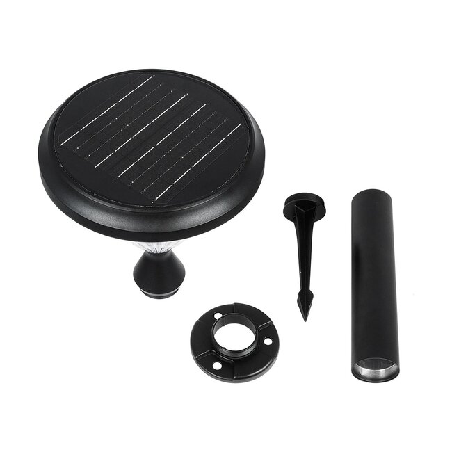 VEGGIE 90522 Φωτιστικό Κολωνάκι Κήπου LED 10W 500lm 120° με Ενσωματωμένο Φωτοβολταϊκό Panel 6V 2W & Επαναφορτιζόμενη Μπαταρία Li-ion 3.2V 6000mAh με Αισθητήρα Ημέρας-Νύχτας Αδιάβροχο IP65 Ψυχρό Λευκό 6000K - Sanan SMD Chip - Μαύρο - Μ26 x Π26 x Υ60cm - 2 Χρόνια Εγγύηση - 8