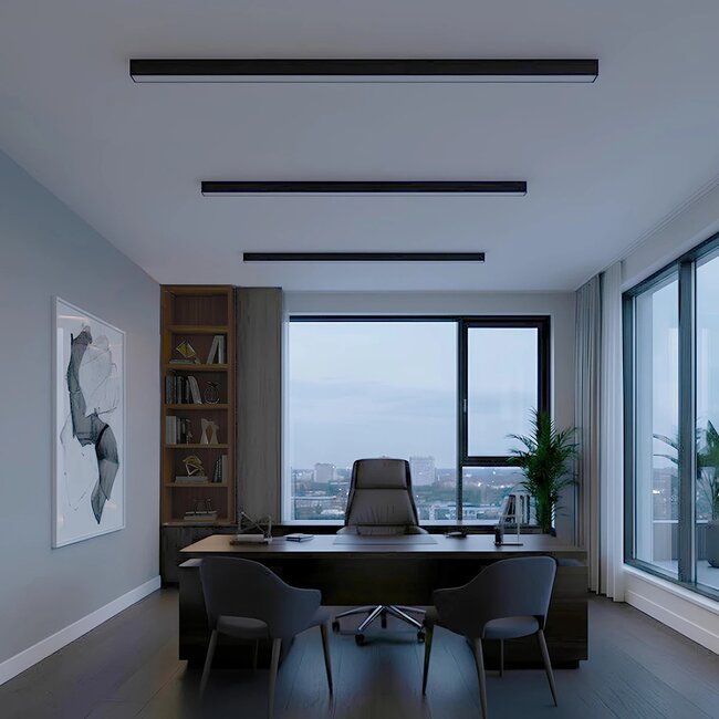 kelvo® ORION KLV-101-0362-V2 Γραμμικό Φωτιστικό Οροφής LED 72W 7200lm 120° AC 220-240V IP20 Ρυθμιζόμενο Λευκό CCT με Χειριστήριο από 2700K έως 6000K Dimmable - Lumileds SMD Chip - Μαύρο Ματ - Μ120 x Π5 x Υ7.5cm - 3 Χρόνια Εγγύηση