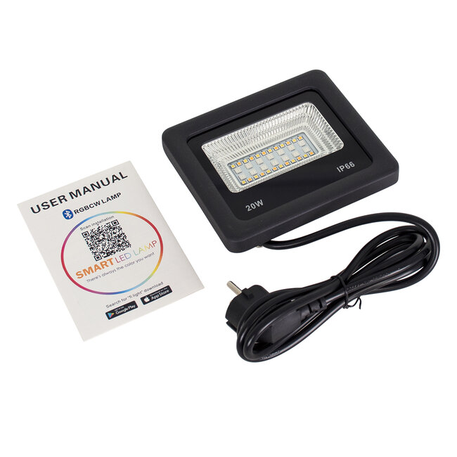 85815 Προβολέας Εξωτερικός LED SMD 5050 & 2835 20W 2000lm 180° AC 230V WiFi με Ασύρματο Wireless Bluetooth Αδιάβροχος IP66 Πολύχρωμος RGB+CCT Θερμό Λευκό 3000K - Λευκό Ημέρας 4500K - Ψυχρό Λευκό 6000K - 8