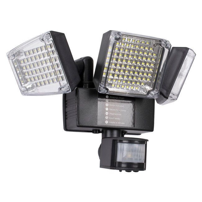 85711 Αυτόνομος Ηλιακός Προβολέας με Τρεις Περιστρεφόμενες Κεφαλές LED SMD 2835 50W 2500lm με Ενσωματωμένη Μπαταρία 3400mAh - Φωτοβολταϊκό Πάνελ με Αισθητήρα Ημέρας-Νύχτας - PIR Αισθητήρα Κίνησης Αδιάβροχο IP65 Ψυχρό Λευκό 6000K - 5