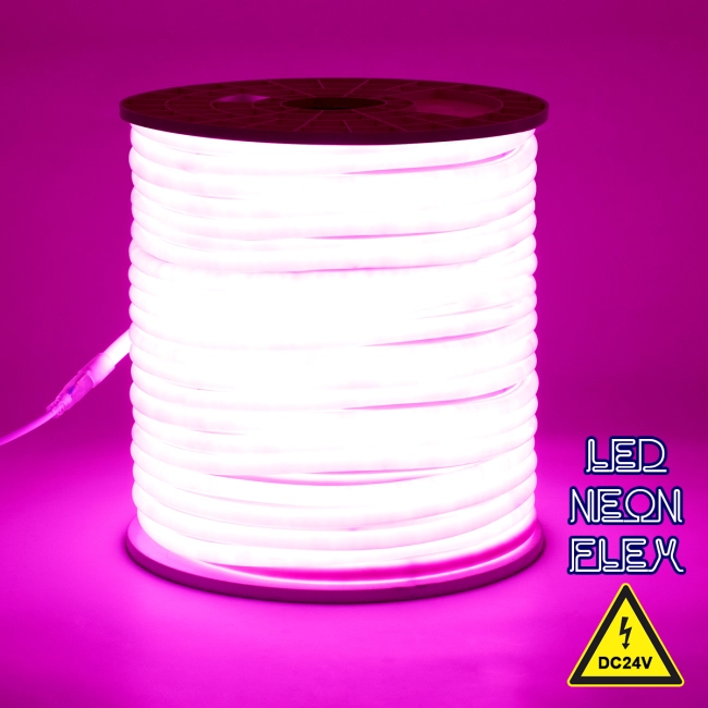 70587 TUBE 360° Degree Neon Flex Epistar LED SMD 2835 1m 12W/m 120LED/m 1212lm/m 360° DC 24V Αδιάβροχη IP68 Ροζ Dimmable - 2