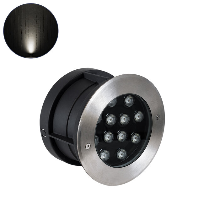 UNDERWATER-JULIA 90569 Υποβρύχιο Χωνευτό Φωτιστικό Σποτ Ειδικό για Σιντριβάνια LED 12W 1140lm 15° DC 24V Αδιάβροχο IP68 Φ18 x Υ11.2cm Φυσικό Λευκό 4500K - Ανοξείδωτο Ατσάλι - 3 Years Warranty