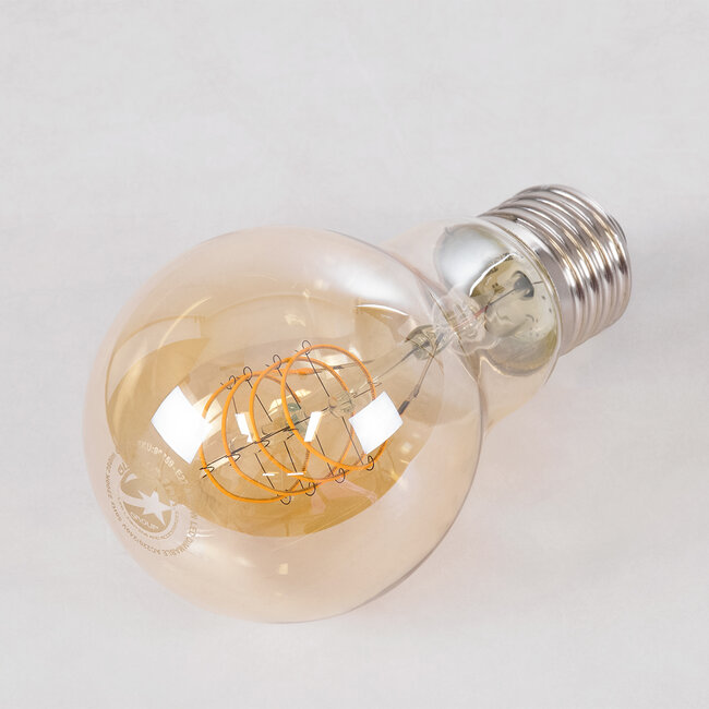 99059 Λάμπα LED Ultra Thin Soft S Spiral Filament E27 A60 Γλόμπος 4W 280lm 360° AC 220-240V IP20 Φ6 x Υ10.5cm Ultra Θερμό Λευκό 2200K με Μελί Γυαλί - Dimmable - 3 Years Warranty