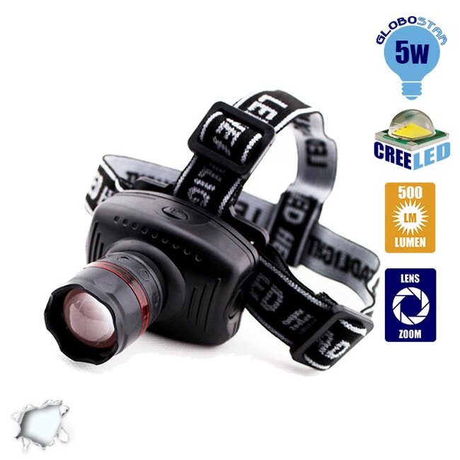 Φακός Κεφαλής LED 5 Watt με ZOOM  06001 Φακός Κεφαλής LED 5 Watt με ZOOM  06001