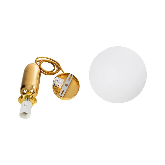 kelvo® ESTETICO KLV-101-0382 Κρεμαστό Φωτιστικό Οροφής για Λάμπα με Ντουί E27 AC 220-240V IP20 - Χρυσό Βούρτσας Πλατίνα & Λευκό - Μ20 x Π20 x Υ38cm - 9