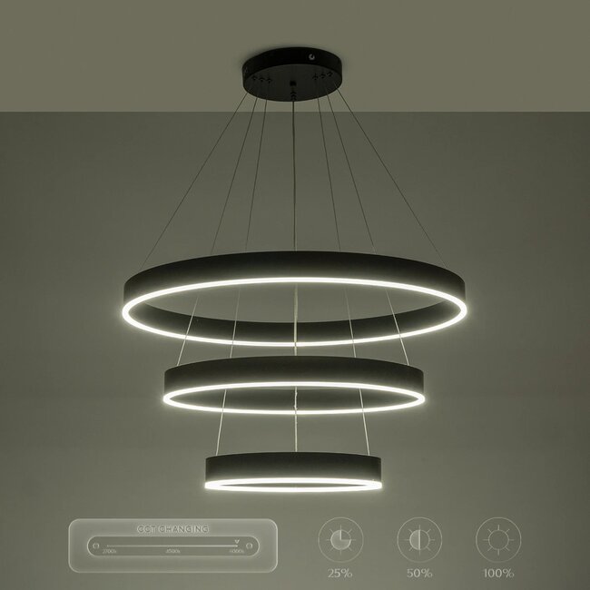 kelvo® VENOM KLV-101-0199 Κρεμαστό Φωτιστικό Οροφής LED 120W 12000lm 120° AC 220-240V IP20 Ρυθμιζόμενο Λευκό CCT με Χειριστήριο από 2700K έως 6000K Dimmable - Lumileds SMD Chip - Μαύρο Ματ - Μ80 x Π80 x Υ80cm - 3 Χρόνια Εγγύηση - 15