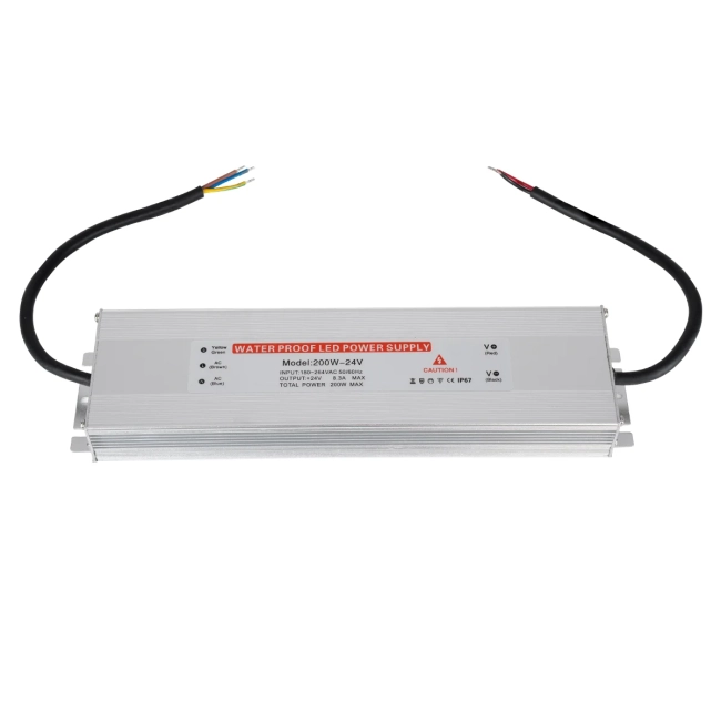 73064 Μεταλλικό Τροφοδοτικό SELV για Προϊόντα LED 200W 8.3A - AC 220-240V σε DC 24V - Αδιάβροχο IP67 Μ25.5 x Π6.5 x Υ3cm - 3 Years Warranty - 4