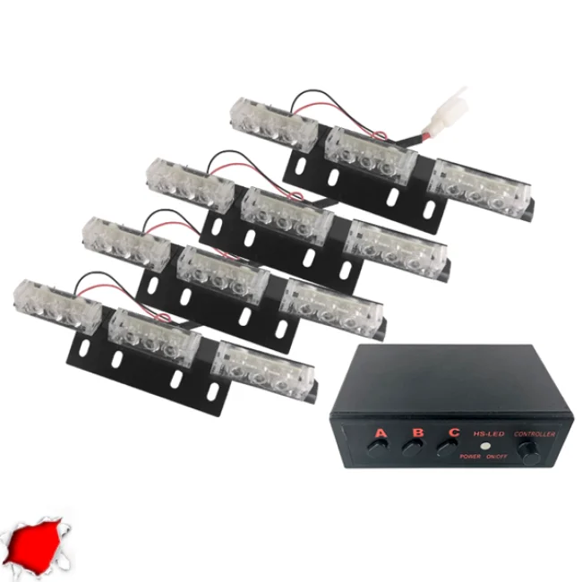 Εξωτερικά Φώτα Πυροσβεστικής STROBO LED 4x3 36W 10-30V IP65 Αδιάβροχα Κόκκινο  88945