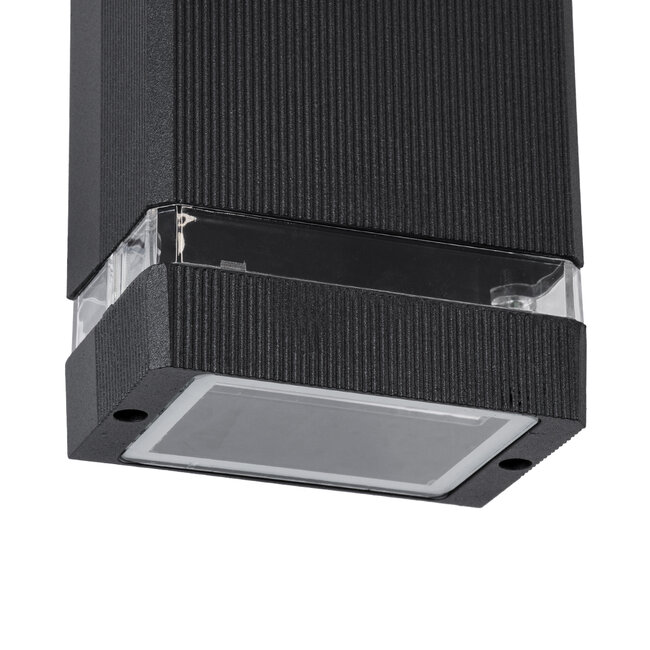 QUATRO 77892 Φωτιστικό Τοίχου - Απλίκα Αρχιτεκτονικού Φωτισμού Εσωτερικού/Εξωτερικού Χώρου Up or Down Μονόφωτο 1 x GU10 AC220-240V Αδιάβροχο IP65 - Σώμα Αλουμινίου & Tempered Glass - Μ11 x Π10 x Υ16.4cm - Μαύρο - 5 Years Warranty - 6