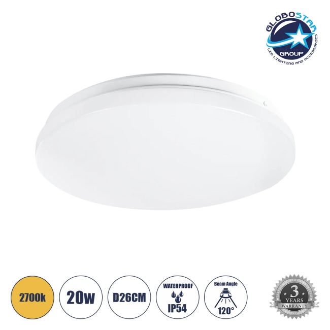 CELANO 61007 Μοντέρνο Φωτιστικό Οροφής LED 20W 1800lm 120° AC 220-240V Αδιάβροχο IP54 Θερμό Λευκό 2700K - Lumileds SMD Chip - Λευκό Γαλακτερό - Μ26 x Π26 x Υ6cm - 3 Χρόνια Εγγύηση CELANO 61007 Μοντέρνο Φωτιστικό Οροφής LED 20W 1800lm 120° AC 220-240V Αδιάβροχο IP54 Θερμό Λευκό 2700K - Lumileds SMD Chip - Λευκό Γαλακτερό - Μ26 x Π26 x Υ6cm - 3 Χρόνια Εγγύηση