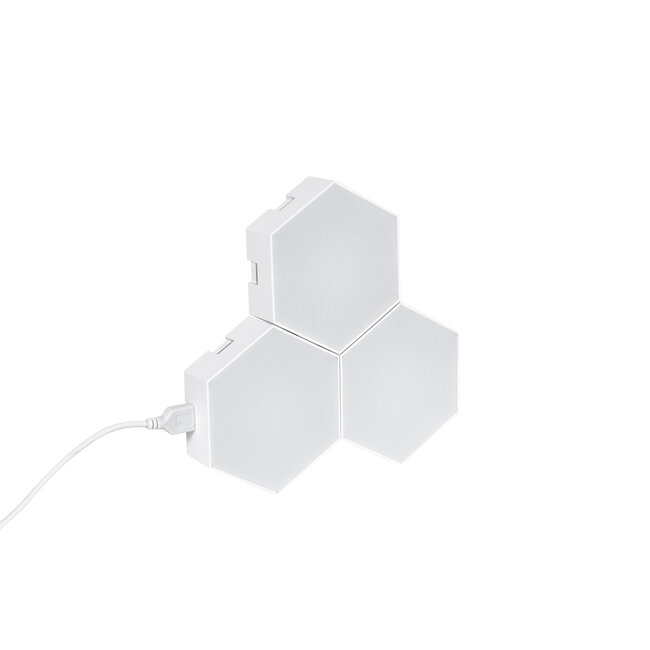 DIGIOCTA 90447 Σετ 3 Ψηφιακων LED RGB Φωτιστικών Κυψελών με Ψηφιακό Controller με WiFi Smart APP & Ασύρματο Χειριστήριο RF 2.4Ghz - LED SMD 5050 4.5W/Σετ 42PIXEL/Σετ 360lm/Σετ 120° DC 5V με USB 2.0 IP20 Πολύχρωμο RGB - Dimmable - Μ10.5 x Π10.5 x Υ3cm Ανά Κυψέλη - 2 Χρόνια Εγγύηση - 3