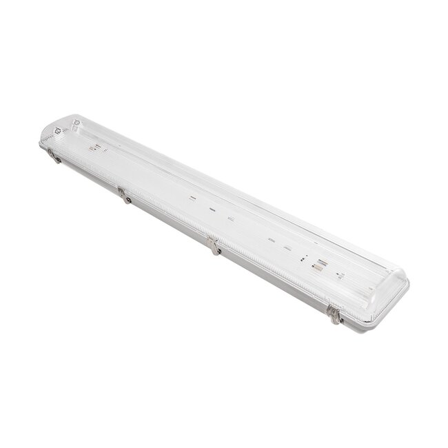 VIGAS 999-0250 Γραμμικό Βιομηχανικό Φωτιστικό Σκαφάκι Tri-Proof με Μεταλλικά Clips για 2 x Λάμπες T8 G13 90cm Τύπου Φθορίου LED Τροφοδοσίας Ενός Άκρου 120° AC 220-240V Αδιάβροχο IP65 - Γκρι με Διάφανο Κάλυμμα Πλαστικό PC - Μ100 x Π15 x Υ10cm