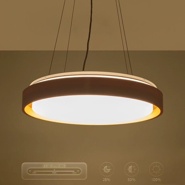 kelvo® BARCHETTA KLV-101-0267 Κρεμαστό Φωτιστικό Οροφής LED 72W 7200lm 120° AC 220-240V IP20 Ρυθμιζόμενο Λευκό CCT με Χειριστήριο από 2700K έως 6000K Dimmable - Lumileds SMD Chip - Λευκό & Σαμπανιζέ Χρυσό Ματ - Μ48 x Π48 x Υ8.2cm - 3 Χρόνια Εγγύηση - 17