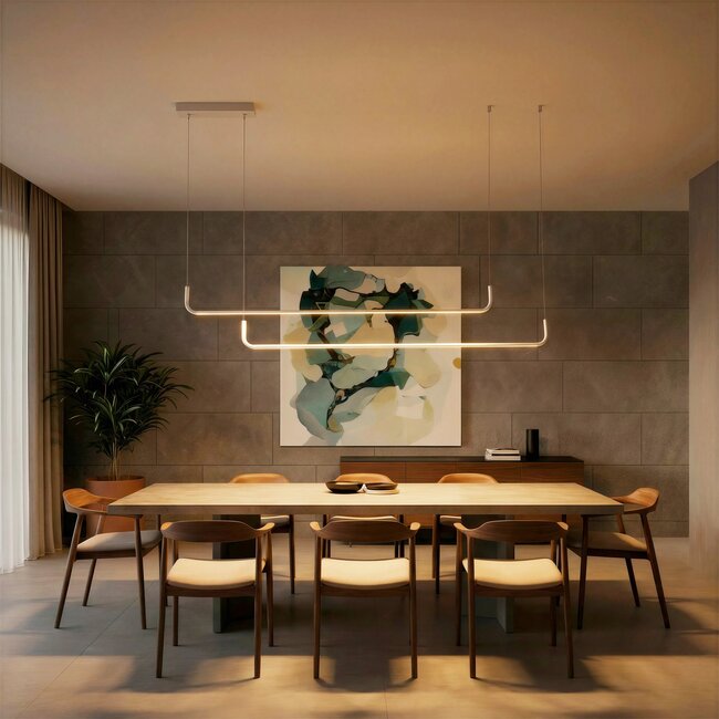 kelvo® LINARIA KLV-101-0259 Κρεμαστό Φωτιστικό Οροφής LED 72W 7200lm 180° AC 220-240V IP20 Ρυθμιζόμενο Λευκό CCT με Χειριστήριο από 2700K έως 6000K Dimmable - Lumileds SMD Chip - Λευκό Ματ - Μ220 x Π4 x Υ25cm - 3 Χρόνια Εγγύηση