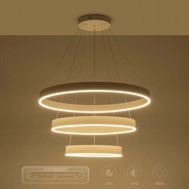kelvo® VENOM KLV-101-0200-V2 Κρεμαστό Φωτιστικό Οροφής LED 120W 12000lm 120° AC 220-240V IP20 Ρυθμιζόμενο Λευκό CCT με Χειριστήριο από 2700K έως 6000K Dimmable - Lumileds SMD Chip - Λευκό Ματ - Μ80 x Π80 x Υ80cm - 3 Χρόνια Εγγύηση - 14