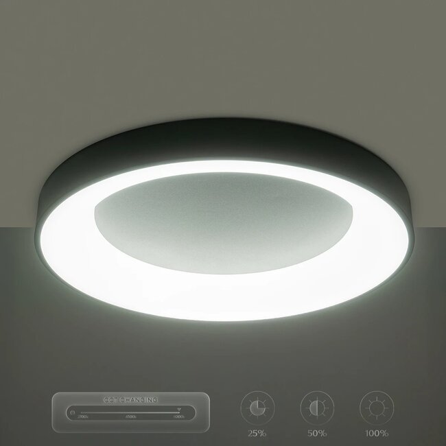 kelvo® SALEM KLV-101-0277 Φωτιστικό Οροφής LED 75W 7500lm 120° AC 220-240V IP20 Ρυθμιζόμενο Λευκό CCT με Χειριστήριο από 2700K έως 6000K Dimmable - Lumileds SMD Chip - Μαύρο Ματ - Μ45 x Π45 x Υ8.5cm - 3 Χρόνια Εγγύηση - 14