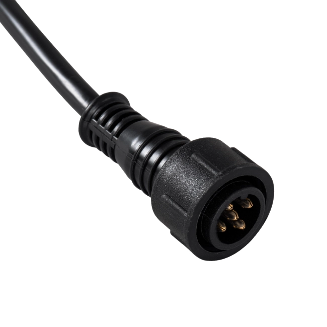 WWCONNECTOR 90705 5 Pin Σύνδεσμος Τροφοδοσίας για Wall Washers & Προβολείς με Είσοδο 5 x 0.25mm2 & Έξοδο 1 x Αρσενικό Βύσμα Αδιάβροχο IP65 - Μαύρο - Μ12.5 x Π1.6 x Υ1.6cm