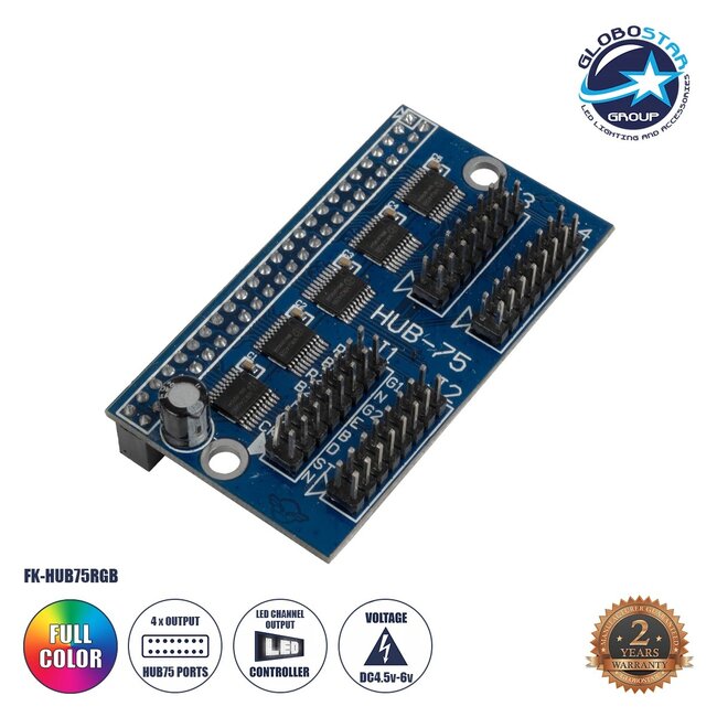 CARD-FK-HUB75RGB 90098 Κάρτα Hub από FK-7W8 για Πολύχρωμες RGB LED Κυλιόμενες Ψηφιακές Επιγραφές/Οθόνες DC 5V IP20 - 2048x128 Max Pixels - Μ6.5 x Π3.6 x Υ1.8cm - 2 Χρόνια Εγγύηση