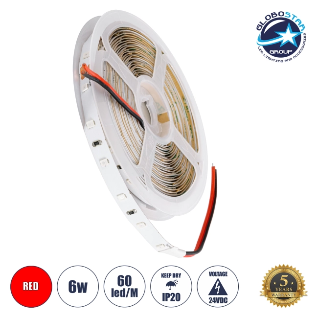 LILAC 70204 Ταινία LED 6W/m 360lm/m 120° DC 24V IP20 60 x SMD2835 Chip/m Κόκκινο Dimmable - Sanan SMD Chip - Μ500 x Π0.8 x Υ0.1cm - Ρολό 5 Μέτρων - 5 Χρόνια Εγγύηση LILAC 70204 Ταινία LED 6W/m 360lm/m 120° DC 24V IP20 60 x SMD2835 Chip/m Κόκκινο Dimmable - Sanan SMD Chip - Μ500 x Π0.8 x Υ0.1cm - Ρολό 5 Μέτρων - 5 Χρόνια Εγγύηση