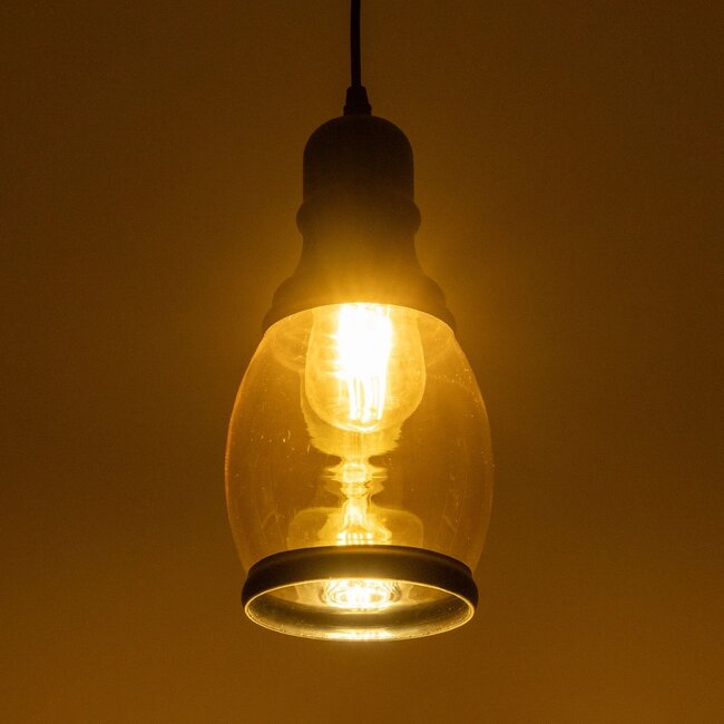 OLIVER 999-0188 Vintage Κρεμαστό Φωτιστικό Οροφής με Ντουί 1 x E27 AC 220-240V IP20 - Μελί & Μαύρο - Μ14 x Π14 x Υ30cm - 2