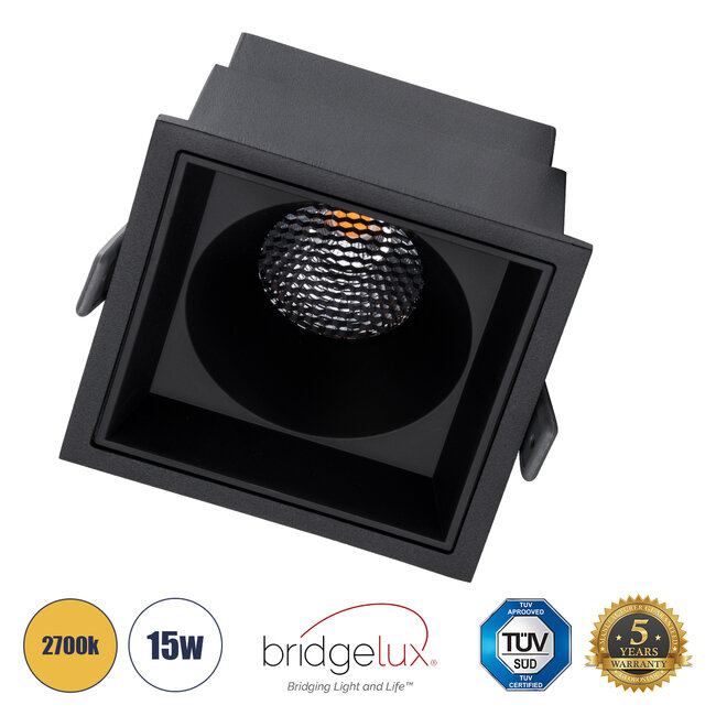 PLUTO-B 60281 Χωνευτό LED Spot Downlight TrimLess Μ10.4xΠ10.4cm 15W 1875lm 38° AC 220-240V IP20 Μ10.4 x Π10.4 x Υ6.5cm - Τετράγωνο - Μαύρο & Anti-Glare HoneyComb - Θερμό Λευκό 2700K - Bridgelux COB - 5 Years Warranty PLUTO-B 60281 Χωνευτό LED Spot Downlight TrimLess Μ10.4xΠ10.4cm 15W 1875lm 38° AC 220-240V IP20 Μ10.4 x Π10.4 x Υ6.5cm - Τετράγωνο - Μαύρο & Anti-Glare HoneyComb - Θερμό Λευκό 2700K - Bridgelux COB - 5 Years Warranty
