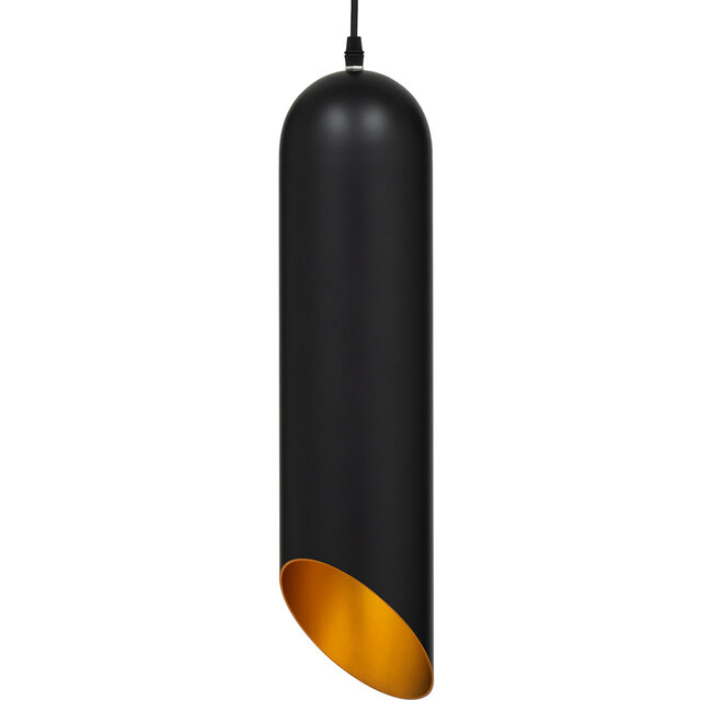 CARSON 01528 Μοντέρνο Κρεμαστό Φωτιστικό Οροφής Μονόφωτο Μαύρο - Χρυσό Μεταλλικό Καμπάνα Φ12 x 52cm - 4