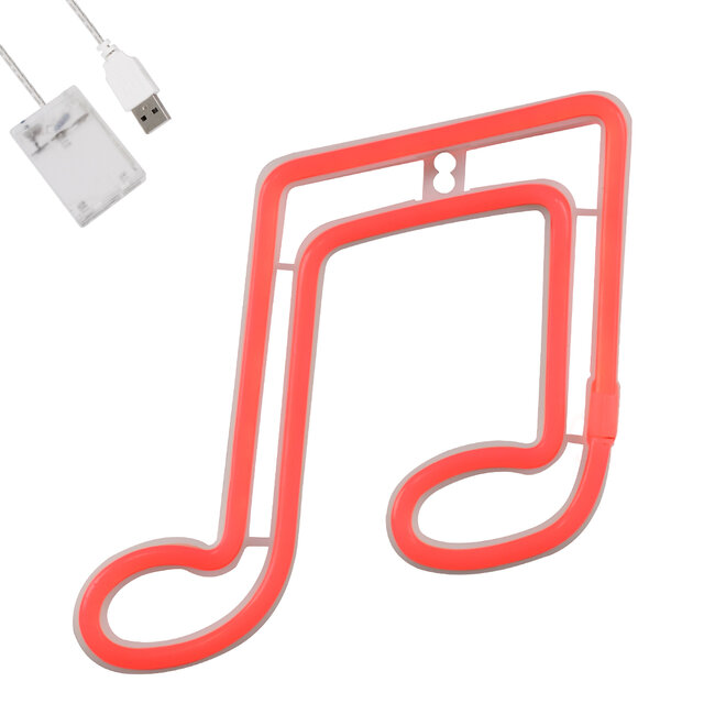 78569 Φωτιστικό Ταμπέλα Φωτεινή Επιγραφή NEON LED Σήμανσης MUSIC NOTE 5W με Καλώδιο Τροφοδοσίας USB - Μπαταρίας 3xAAA (Δεν Περιλαμβάνονται) - Κόκκινο - 2